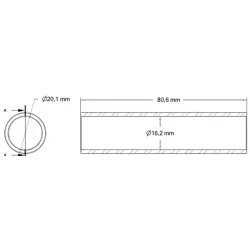 Reducing sleeve 20×16×80 – spare part for ROPA machines | OEM ROPA 110091104 | made by KiJ