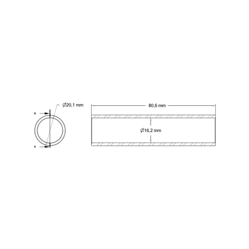 Reducing sleeve 20×16×80 – spare part for ROPA machines | OEM ROPA 110091104 | made by KiJ