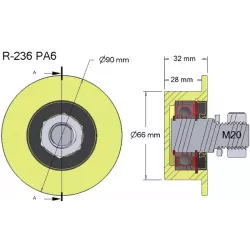 Roller no. 236 – plastic roller Ø66 mm for Wuhlmaus machines | made by KiJ