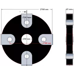 Flexible disc with 4 holes, with steel sleeves – flexible coupling disc made by KiJ | OEM 2009-02-009 | made by KiJ