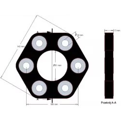 Flexible disc Claas 143 – flexible coupling for Claas machines | OEM Claas 0623.4106, 06234106, 11106031112 | made by KiJ