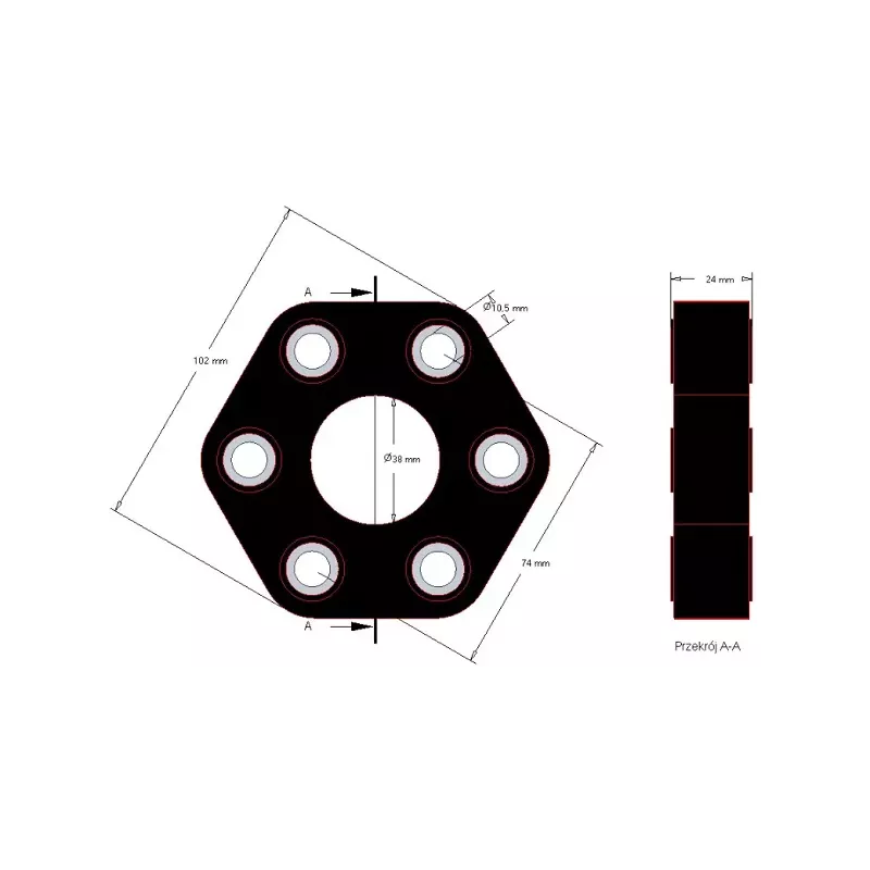 Flexible disc Claas 102 – flexible coupling disc for Claas machines | OEM Claas 062441100 | made by KiJ