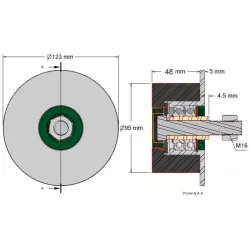 Roller no. 20 – steel and rubber support roller Ø95 mm for Grimme machines | OEM Grimme 200.27585, 200.27584, 200.00804 | made by KiJ