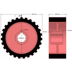 Roller no. 2 – cast iron and rubber drive roller Ø192 mm for Grimme machines | OEM Grimme 076.00637 | made by KiJ