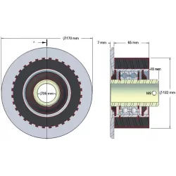 Roller no. 136 – steel and rubber return roller Ø132 mm for Grimme machines | OEM Grimme 200.33879 | made by KiJ