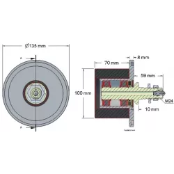 Roller no. 8a – steel and rubber support roller Ø100 mm for Grimme machines | OEM Grimme 088.00324, 200.46340, 200.11197 | made by KiJ