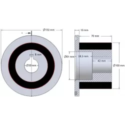 Roller no. 9 – steel and rubber return roller Ø100 mm for Grimme machines | OEM Grimme 076.00912, 001.00197 | made by KiJ