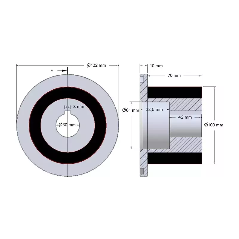 Roller no. 9 – steel and rubber return roller Ø100 mm for Grimme machines | OEM Grimme 076.00912, 001.00197 | made by KiJ