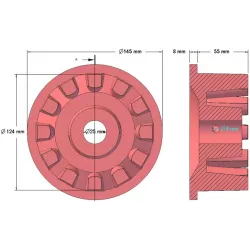 Roller no. 16a – cast iron drive roller Ø124 mm for Grimme machines | OEM Grimme 001.00524 | made by KiJ