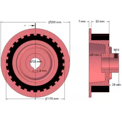 Roller no. 19a – cast iron and rubber drive roller Ø170 mm for Grimme machines | OEM Grimme 076.00822 | made by KiJ