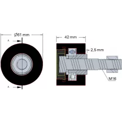 Roller no. 38 – rubber support roller Ø61 mm for Grimme machines | OEM Grimme 200.04779, 200.30645, 088.00055 | made by KiJ