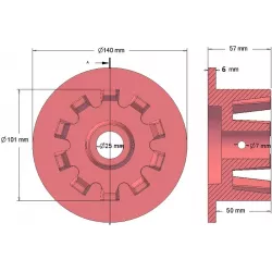 Roller no. 51 – cast iron drive roller Ø101 mm for Grimme machines | OEM Grimme 006.00066, 006.00067 | made by KiJ