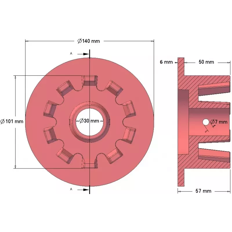 Roller no. 64 – cast iron drive roller Ø101 mm for Grimme machines | OEM Grimme 006.00068, 006.00069, 006.00550 | made by KiJ