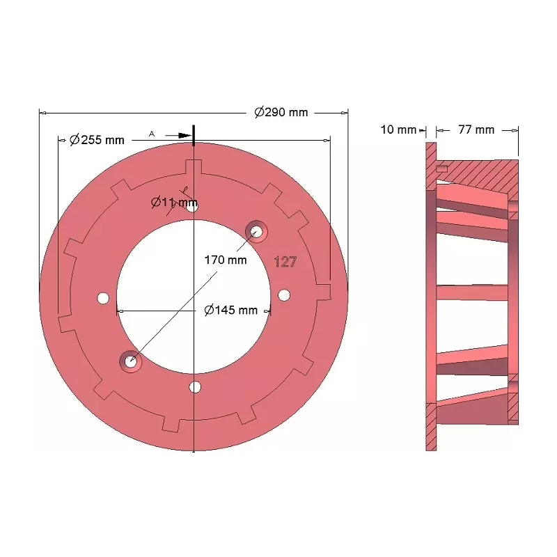 Roller no. 127 – cast iron drive roller Ø250 mm, pitch 40 mm, for Grimme machines | OEM Grimme 006.00059, 006.00347, 006.00722 | made by KiJ