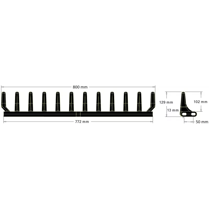 Rubber paddle, 12 teeth, for web with 50 mm pitch (TL50) | OEM 206075 | made by KiJ
