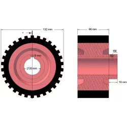 Roller no. 220 – cast iron and rubber drive roller Ø132 mm for Grimme machines | OEM Grimme 076.00655 | made by KiJ