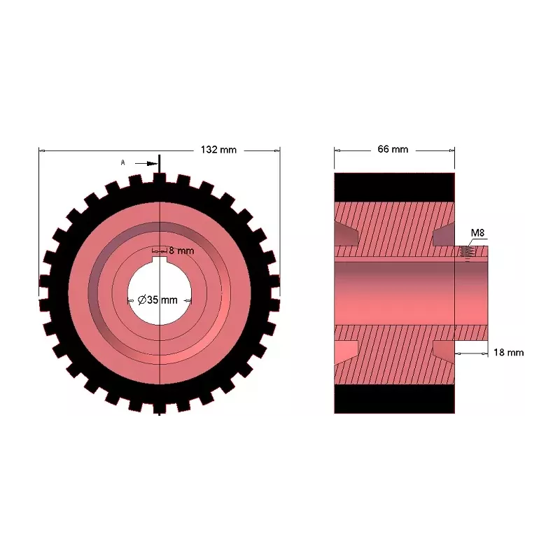Roller no. 220 – cast iron and rubber drive roller Ø132 mm for Grimme machines | OEM Grimme 076.00655 | made by KiJ