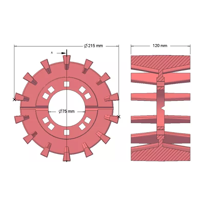 Roller no. 198 – cast iron drive roller Ø215 mm, pitch 50 mm, for Grimme Maxtron machines | OEM Grimme 003.00135 | made by KiJ