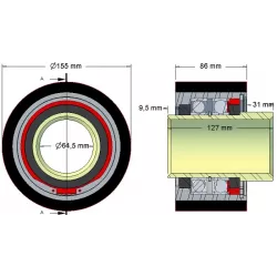 Roller no. 207 – steel and rubber return roller Ø154 mm for Grimme Maxtron machines | OEM Grimme 200.85956 | made by KiJ