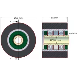 Roller no. 30 – steel and rubber roller Ø90 mm for ROPA machines | OEM ROPA 252020, 1131021828, 1131029638 | made by KiJ