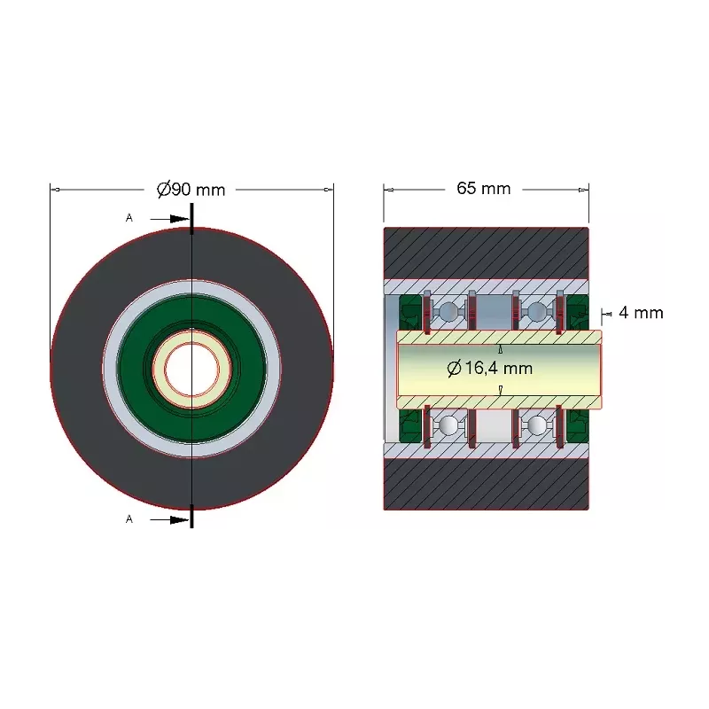 Roller no. 30 – steel and rubber roller Ø90 mm for ROPA machines | OEM ROPA 252020, 1131021828, 1131029638 | made by KiJ