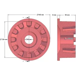 Roller no. 16 – cast iron drive roller Ø124 mm for Grimme machines | OEM Grimme 001.00067, 001.00524, 006.00236 | made by KiJ