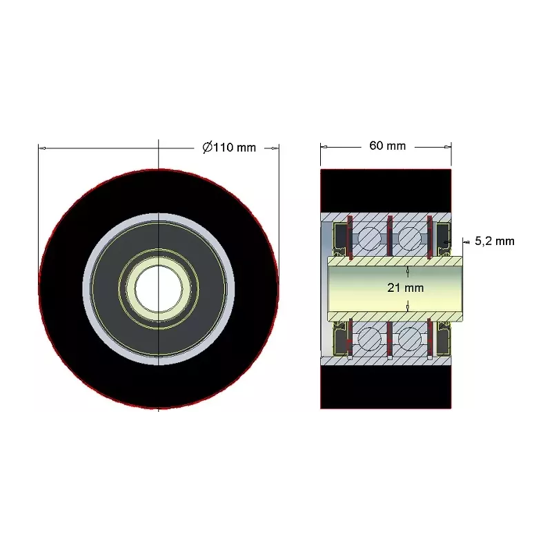 Roller no. 185 – steel and rubber roller Ø110 mm for Holmer machines | OEM Holmer 1130010045 | made by KiJ