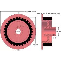 Roller no. 45 – cast iron and rubber drive roller for Grimme machines | OEM Grimme 076.01618, 076.05115 | made by KiJ