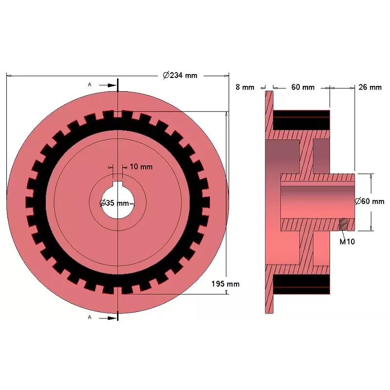 Roller no. 45 – cast iron and rubber drive roller for Grimme machines | OEM Grimme 076.01618, 076.05115 | made by KiJ