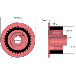 Roller no. 66 – cast iron and rubber drive roller Ø132 mm for Grimme machines | OEM Grimme 076.01322, 001.00504 | made by KiJ