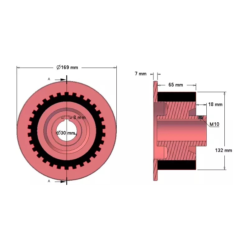 Roller no. 66 – cast iron and rubber drive roller Ø132 mm for Grimme machines | OEM Grimme 076.01322, 001.00504 | made by KiJ