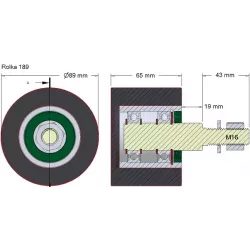 Roller no. 189 – steel and rubber support roller Ø90 mm for Holmer machines | OEM Holmer 1131002796 | made by KiJ