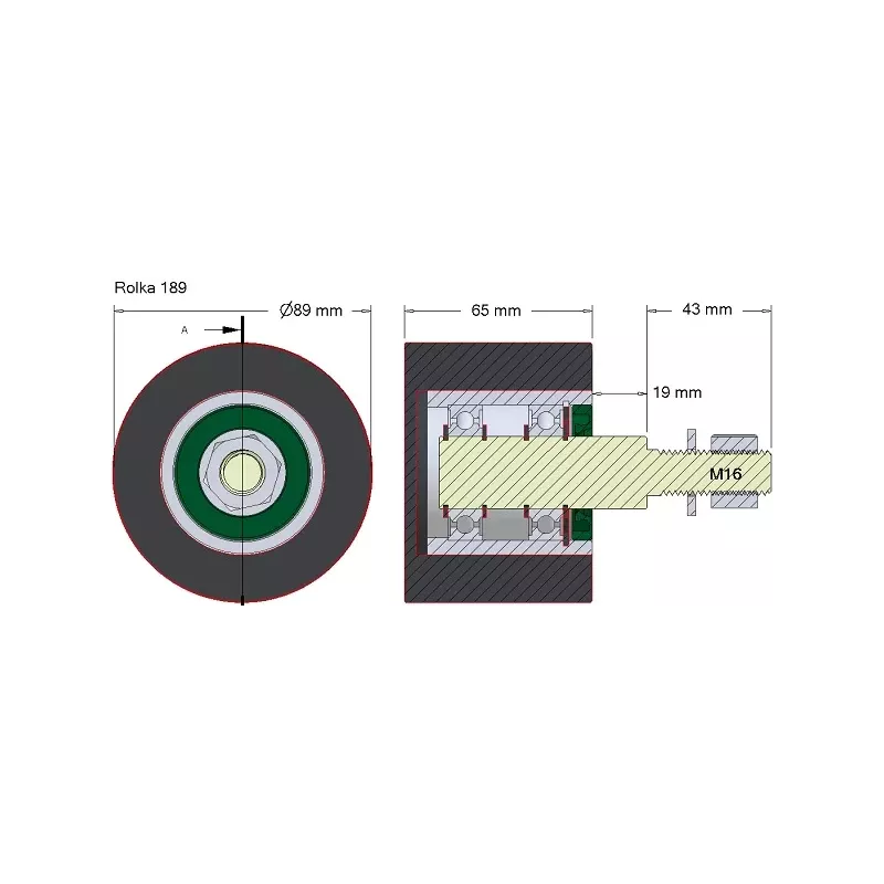 Roller no. 189 – steel and rubber support roller Ø90 mm for Holmer machines | OEM Holmer 1131002796 | made by KiJ