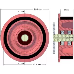 Roller no. 192 – steel and rubber support roller Ø210 mm for Holmer machines | OEM Holmer 1130010077 | made by KiJ