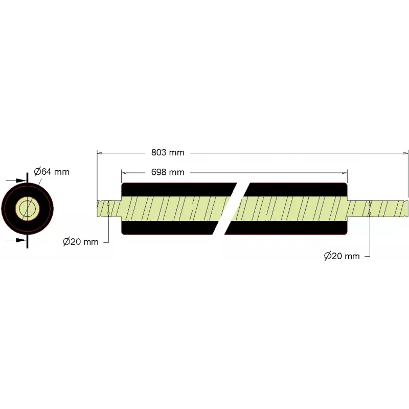 Roller no. 255 – steel and rubber scraper roller Ø64 mm for Grimme machines | OEM Grimme 076.01516 | made by KiJ