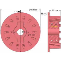 Roller no. 39 – cast iron drive roller Ø210 mm, pitch 50 mm, for Holmer machines | OEM Holmer 1057000829 | made by KiJ