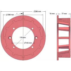Roller no. 102 – cast iron drive roller Ø256 mm, pitch 35 mm, for Grimme machines | OEM Grimme 006.00058, 006.00638 | made by KiJ