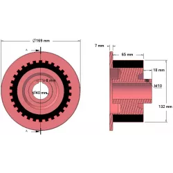 Roller no. 5a – cast iron and rubber roller Ø132 mm for Grimme machines | OEM Grimme 076.01424 | made by KiJ
