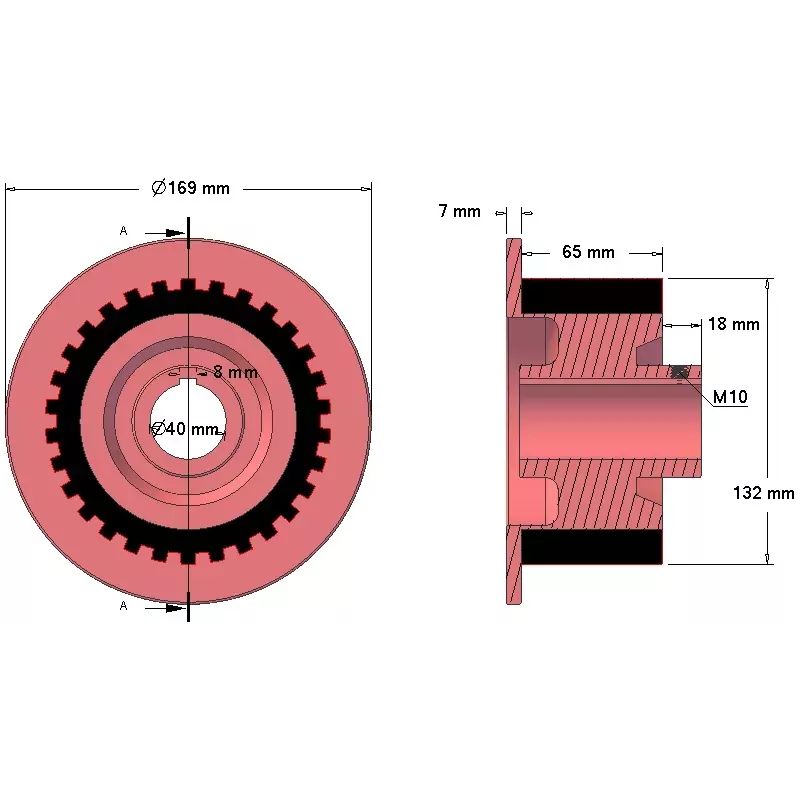 Roller no. 5a – cast iron and rubber roller Ø132 mm for Grimme machines | OEM Grimme 076.01424 | made by KiJ