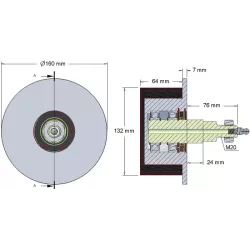 Roller no. 6a – steel and rubber return roller Ø132 mm for Grimme machines | OEM Grimme 200.17570, 200.08260, 200.17665 | made by KiJ