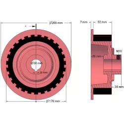 Roller no. 19 – cast iron and rubber drive roller Ø170 mm for Grimme machines | OEM Grimme 076.00768 | made by KiJ