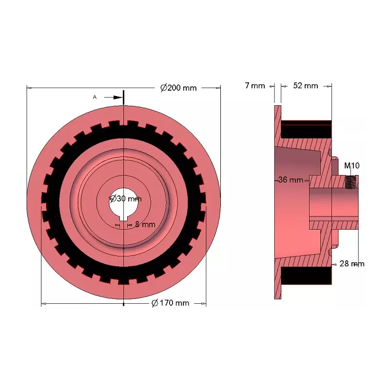 Roller no. 19 – cast iron and rubber drive roller Ø170 mm for Grimme machines | OEM Grimme 076.00768 | made by KiJ