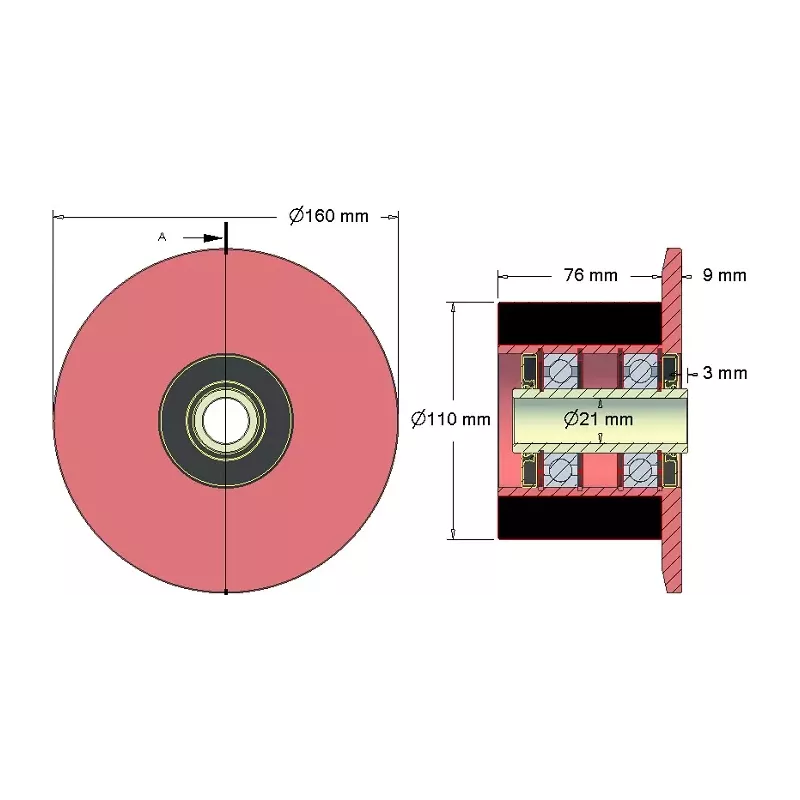Roller no. 23 – steel and rubber support roller Ø110 mm for ROPA machines | OEM ROPA 252066 | made by KiJ
