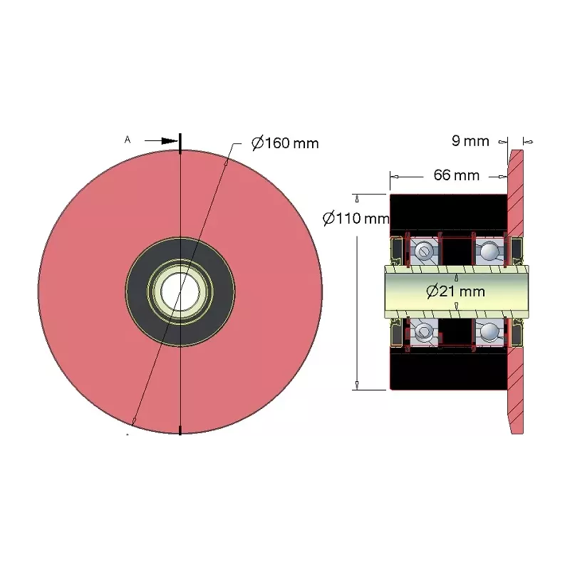 Roller no. 24 – steel and rubber support roller Ø110 mm for ROPA machines | OEM ROPA 252061, 252006100 | made by KiJ