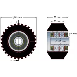 Roller no. 26 – steel and rubber support roller Ø95 mm for ROPA machines | OEM ROPA 252079 | made by KiJ
