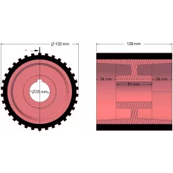 Roller no. 49 – cast iron and rubber drive roller Ø137 mm for Grimme machines | OEM Grimme 076.01049, 200.29667 | made by KiJ