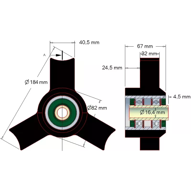 Roller no. 54a – rubber roller for Wuhlmaus machines | made by KiJ