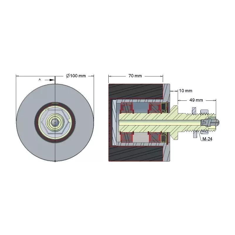 Roller no. 62 – steel and rubber return roller Ø100 mm for Grimme machines | OEM Grimme 200.11379, 200.46387 | made by KiJ