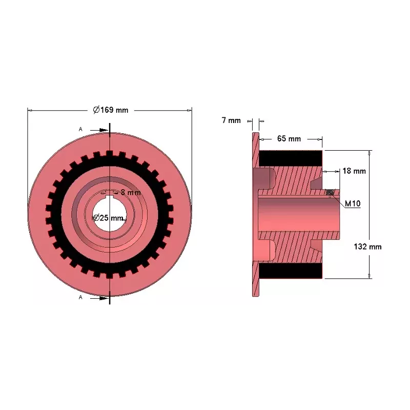 Roller no. 75 – cast iron and rubber drive roller Ø132 mm | made by KiJ