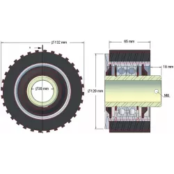 Roller no. 135 – steel and rubber roller Ø120 mm | made by KiJ